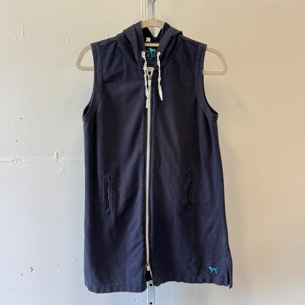 The Black Dog Womens Sleeveless Full Zip Hoodie Vest Cotton Gray XS Contemporary